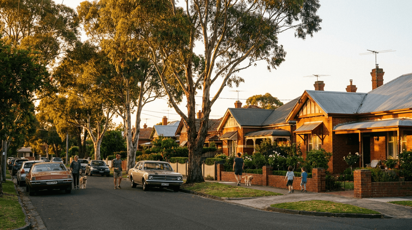 Melbourne residential street at golden hour